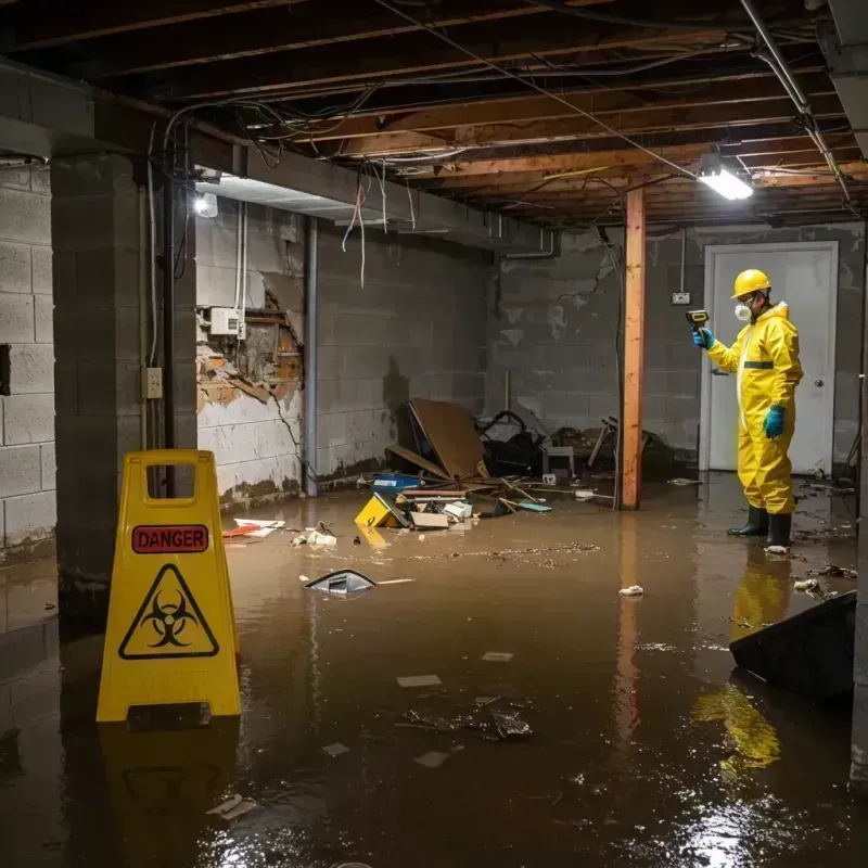 Flooded Basement Electrical Hazard in Scott County, IL Property